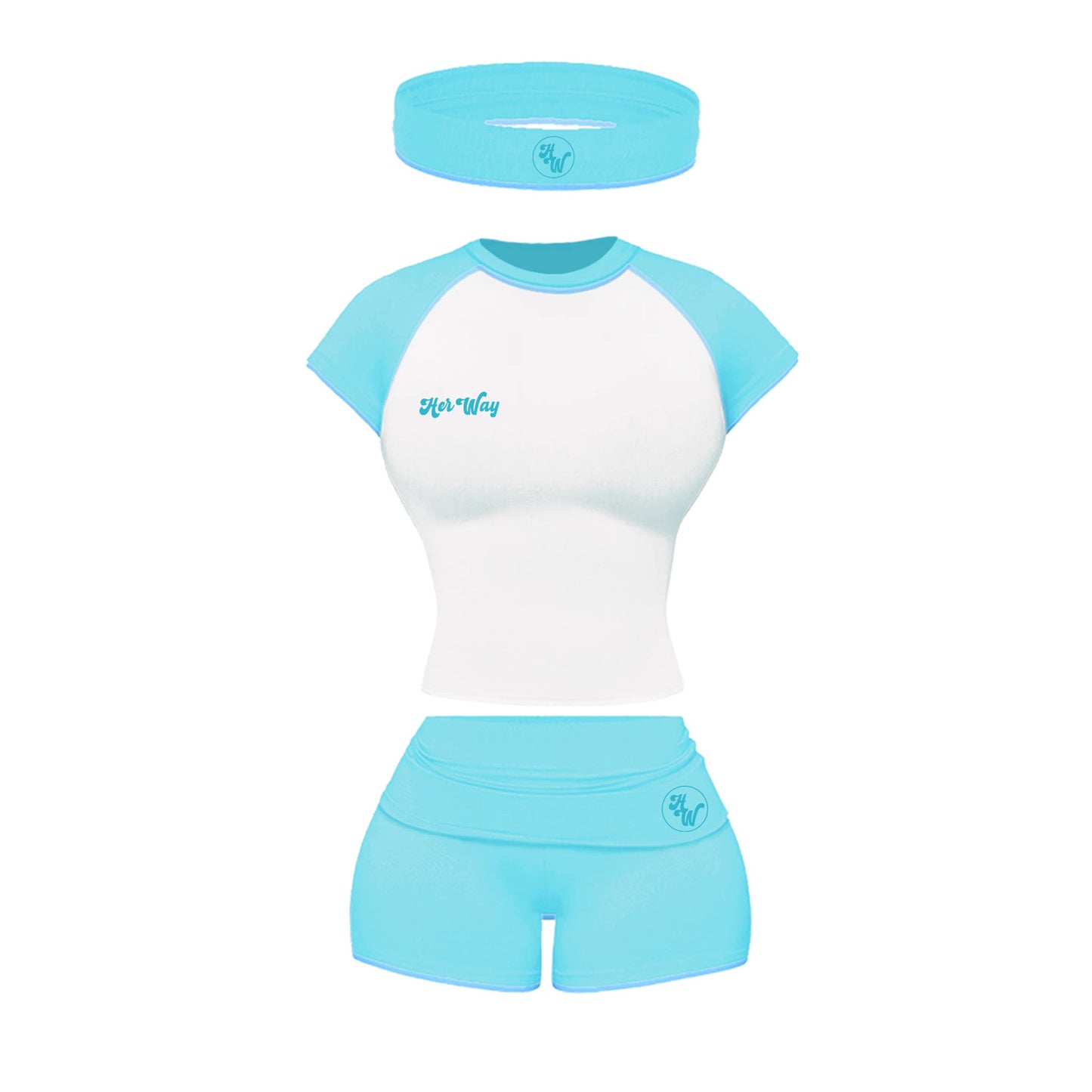 Aqua Blue Folded Waist Set