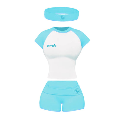 Aqua Blue Folded Waist Set